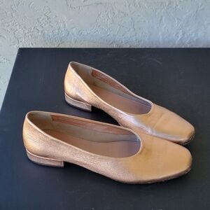Seychelles Anthropologie Crinkle Leather Ballet Flats Gold 9